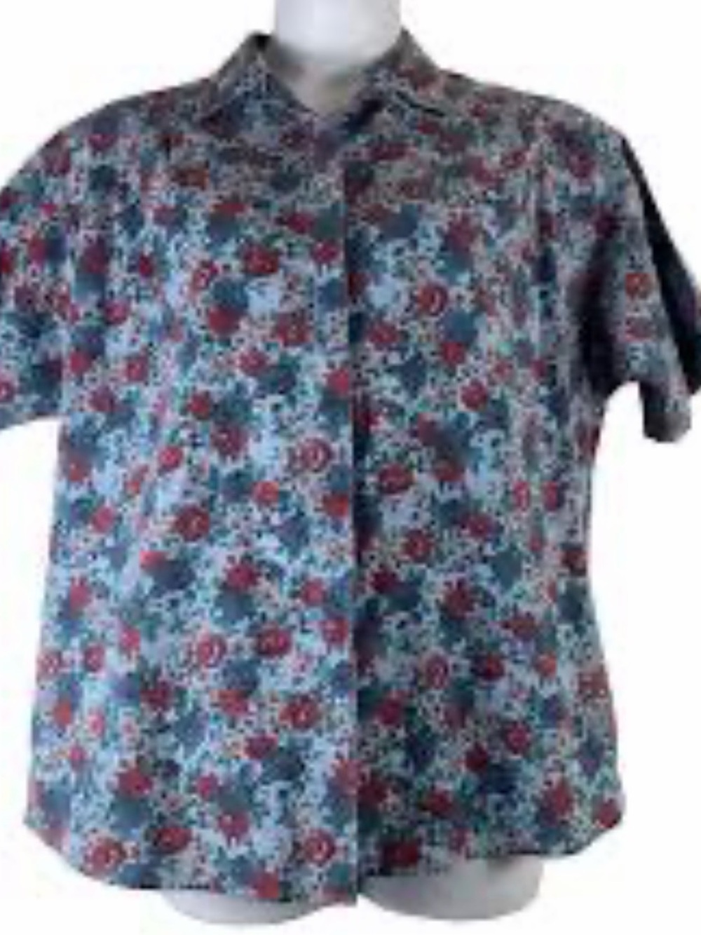 Vintage Woolrich Floral Button-Up Blouse in Cream, Green & Red